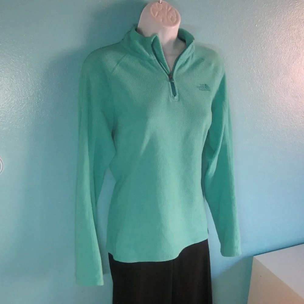 The North Face Womens Size M  Polartec Fleece Jacket 1/4 Zip Light Aqua Blue 42B